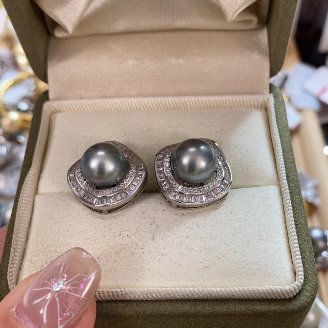 银S925镶嵌海水珍珠耳饰