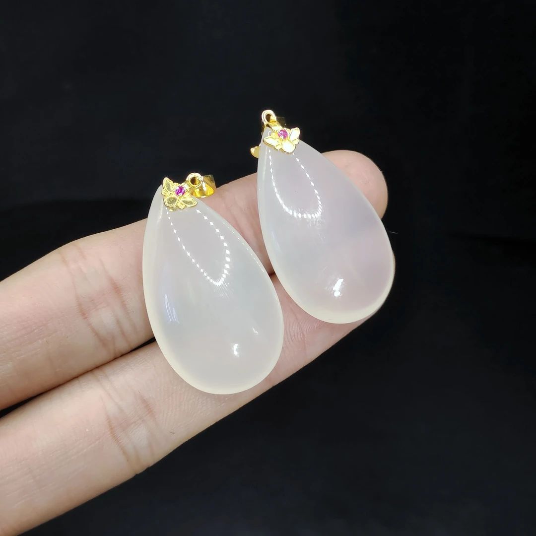 s925银荔枝冻水滴吊坠赠链H25【多样性发其一】约30-18-7mm