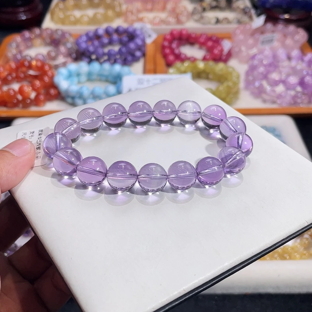 未镶嵌水晶手链玻璃体巴西紫水晶12mm