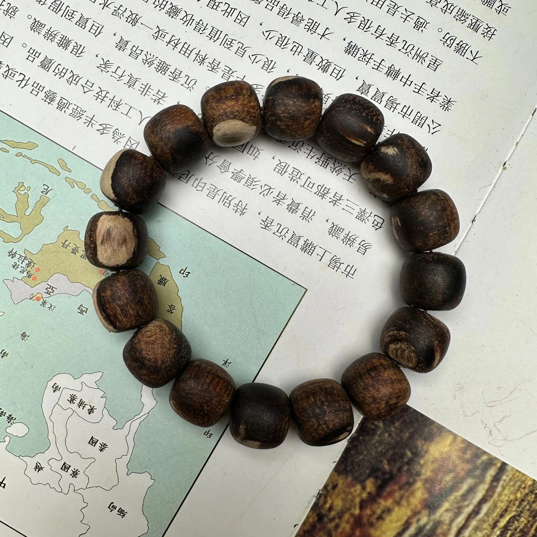 贡木龙鳞留疤黄油黑油花珠老型粗抛多样性发货文玩手串佛珠念珠