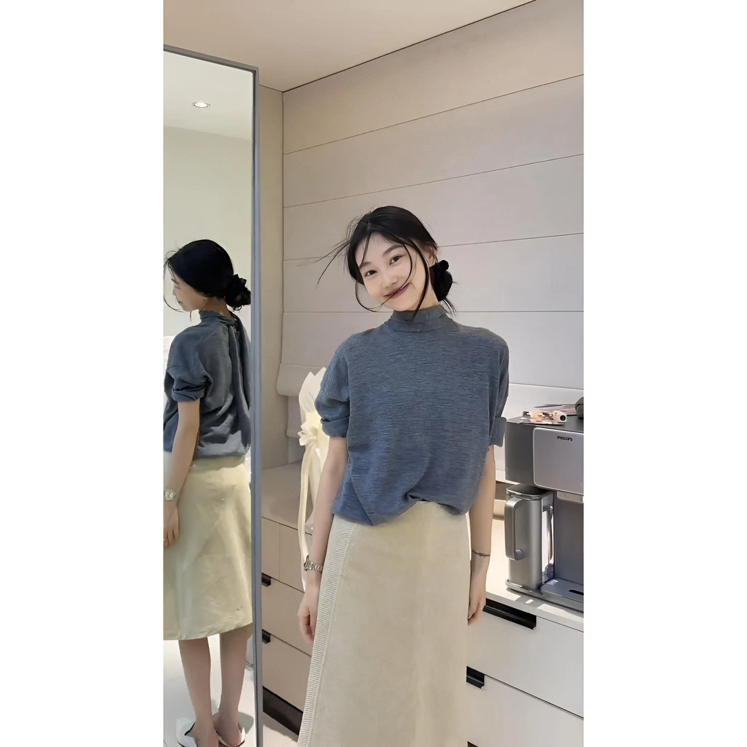 MARIE.COCO韩系ins松弛感早秋新款设计感半高领上衣女气质半身裙