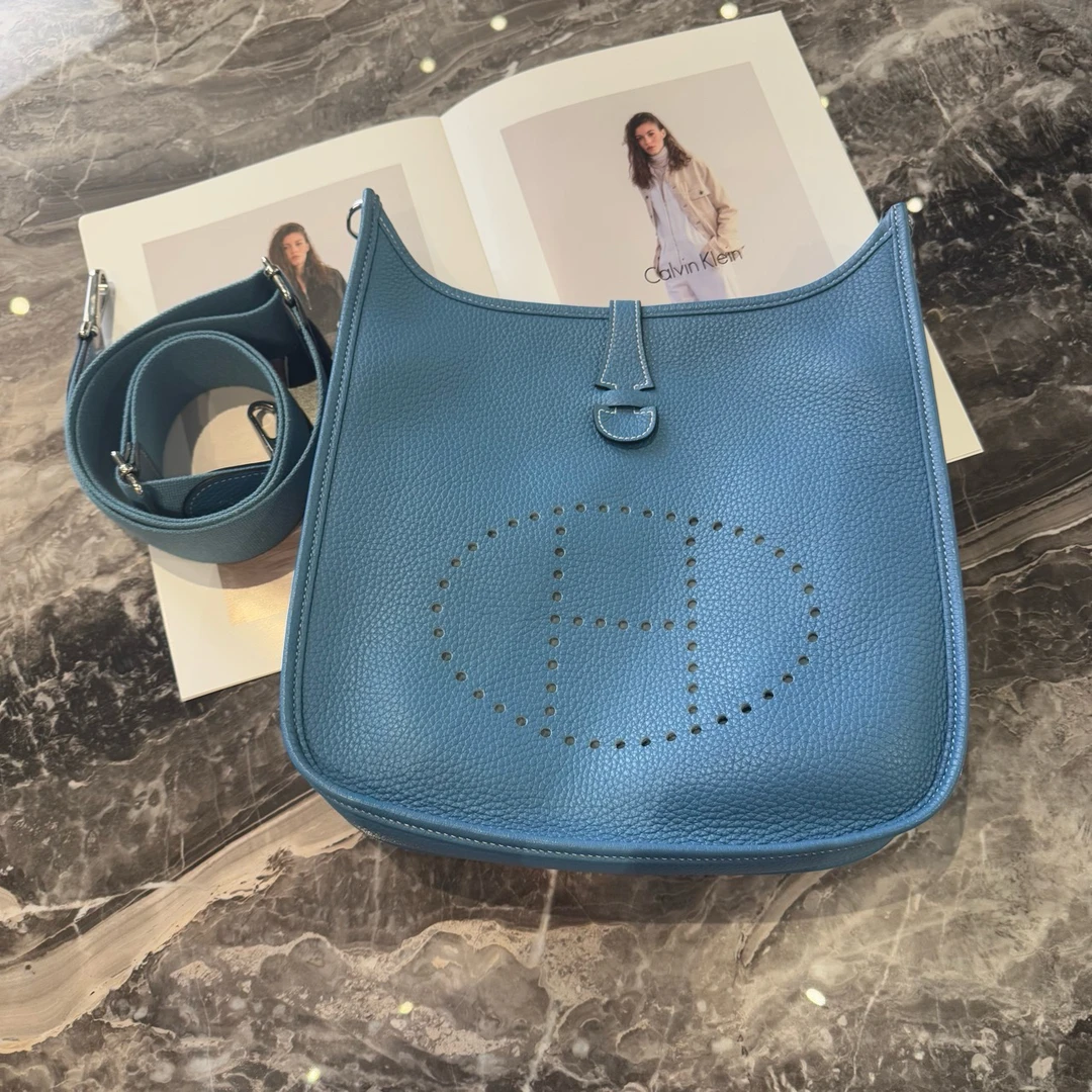 99新 Hermes/爱马仕 爱马仕evelyne29牛仔蓝11656355