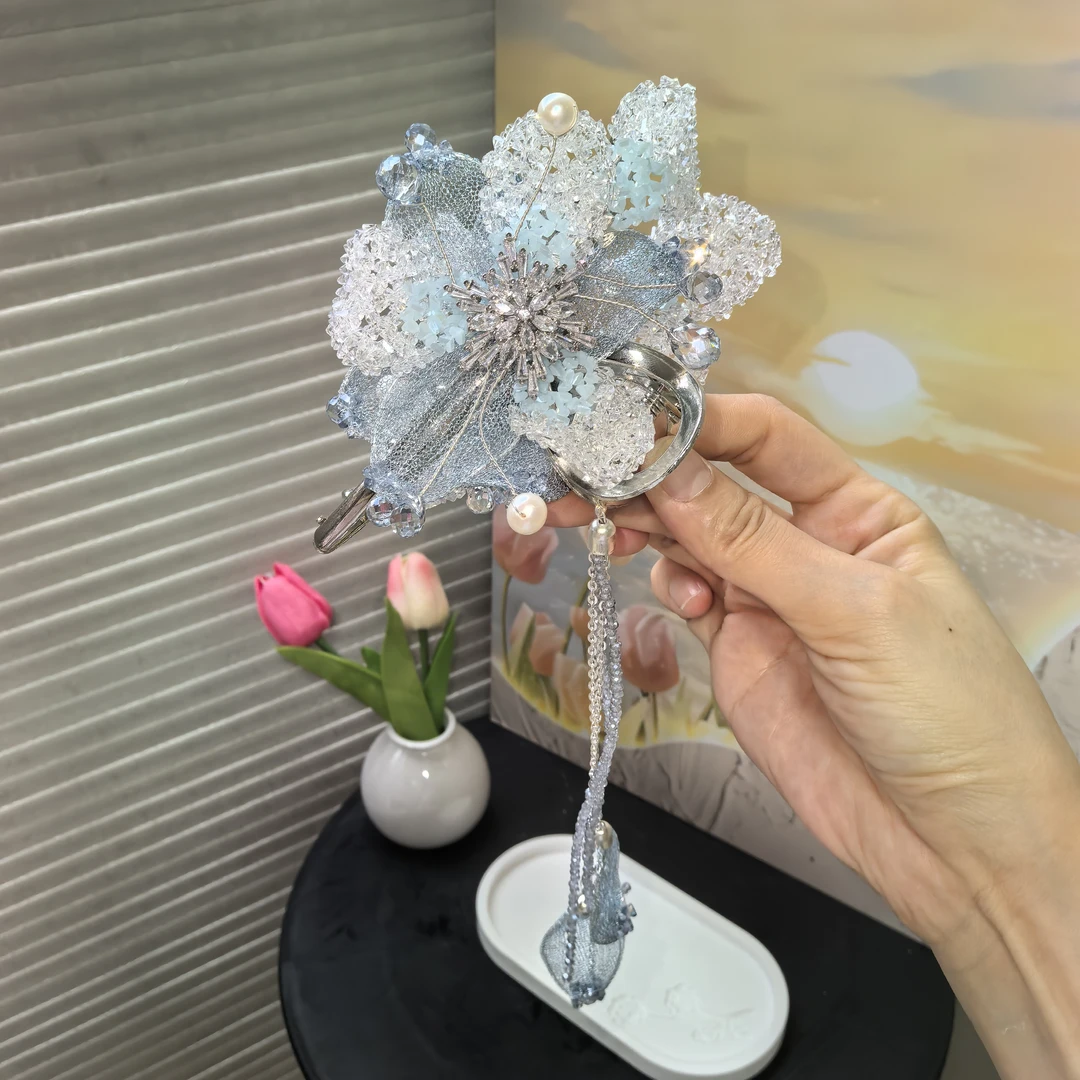 冰川晶石高定雪花抓夹