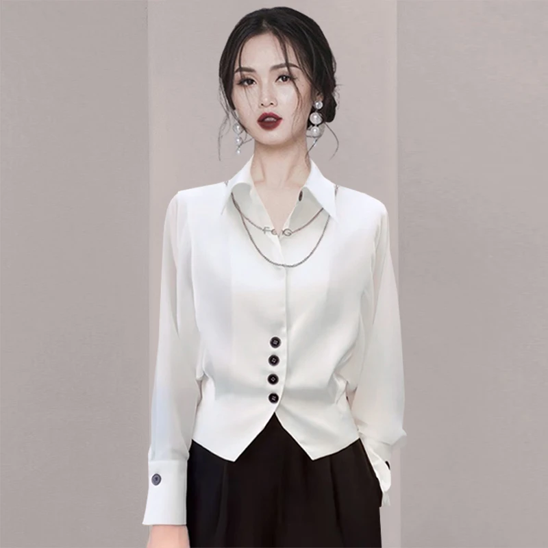 常规款法式春季女装白色轻熟设计感短款复古显瘦洋气小众