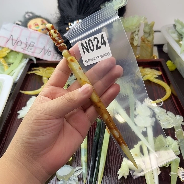 合金蛇纹石玉发饰啊*