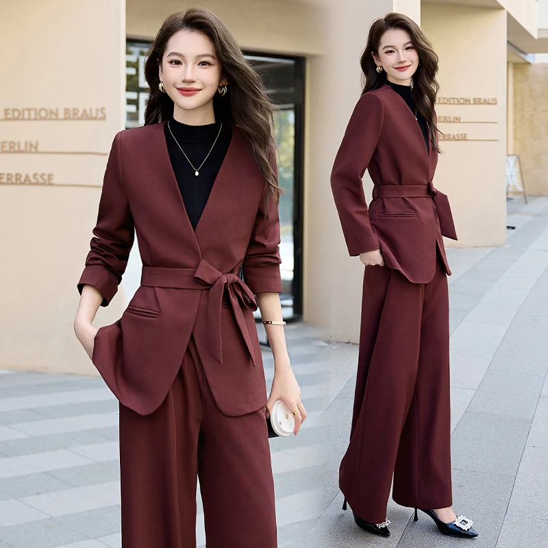 西装套装女2024秋季新款高级感气质时髦职业休闲时尚阔腿裤两件套