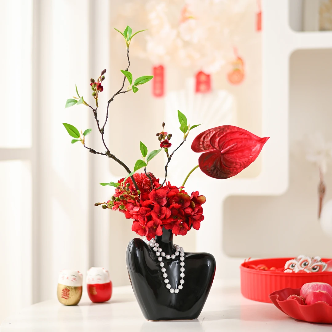 仿真花用于客厅餐桌电视柜茶几玄关装饰高级感摆件【美人肩】