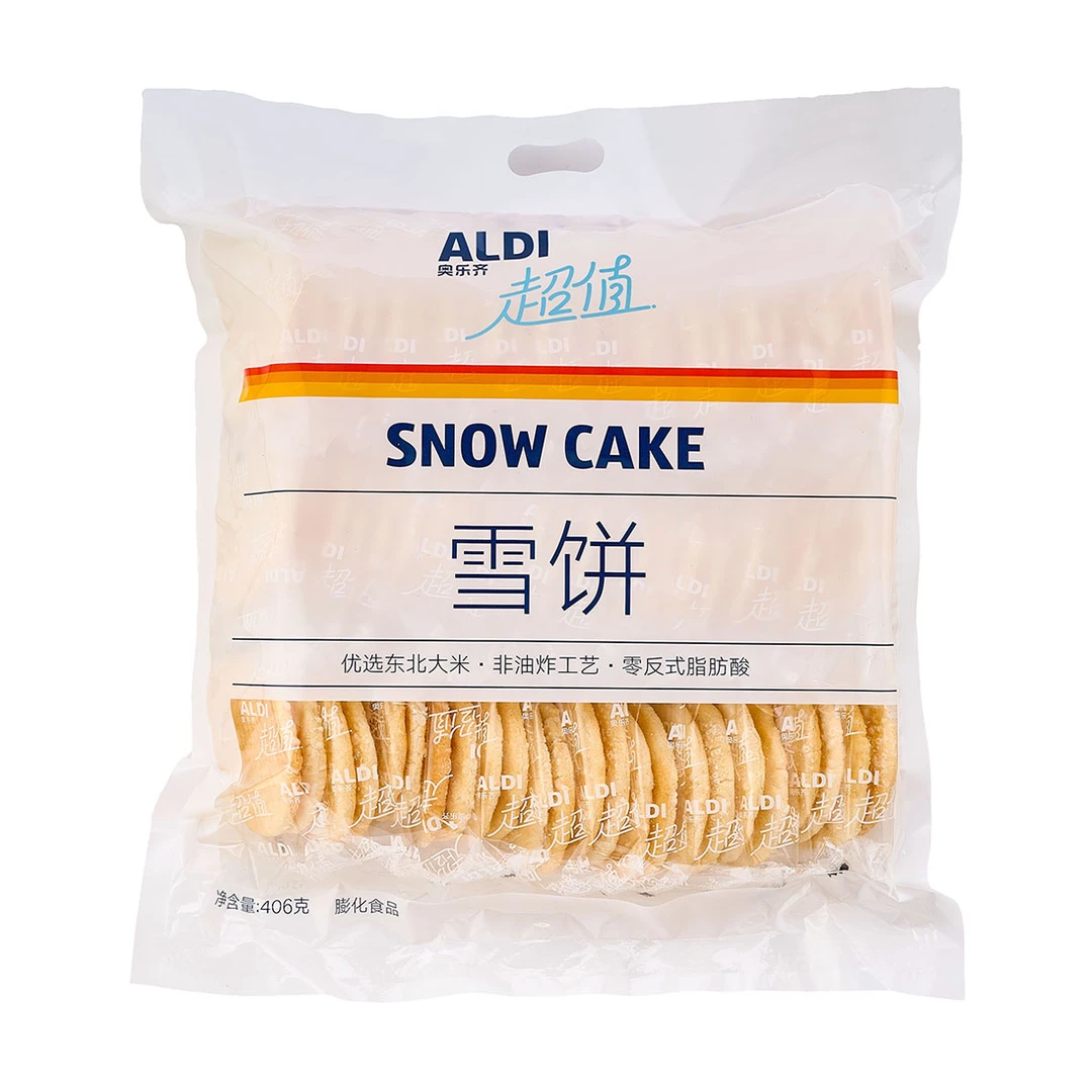 奥乐齐 非油炸零反式脂肪酸雪饼膨化食品 406g/袋