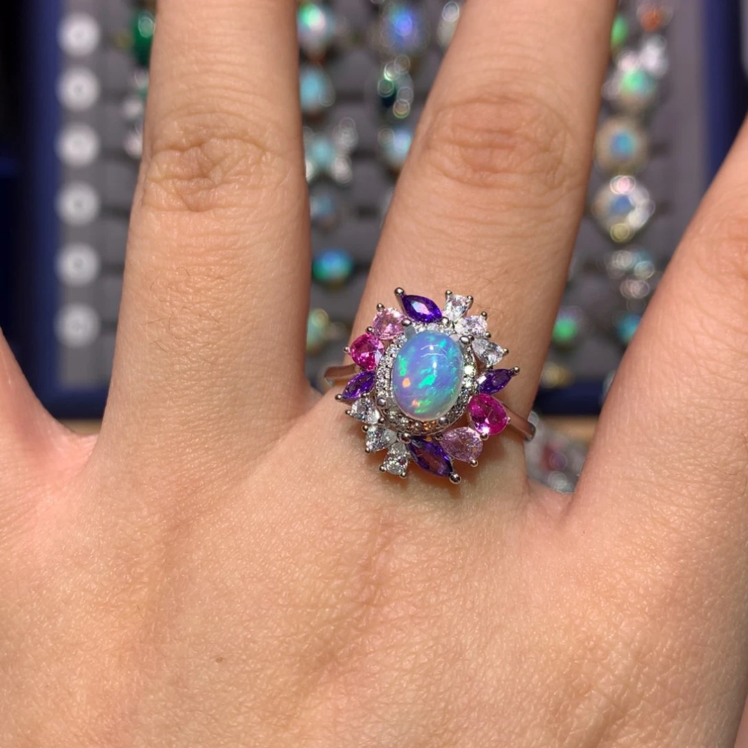 银S925镶嵌欧泊戒指