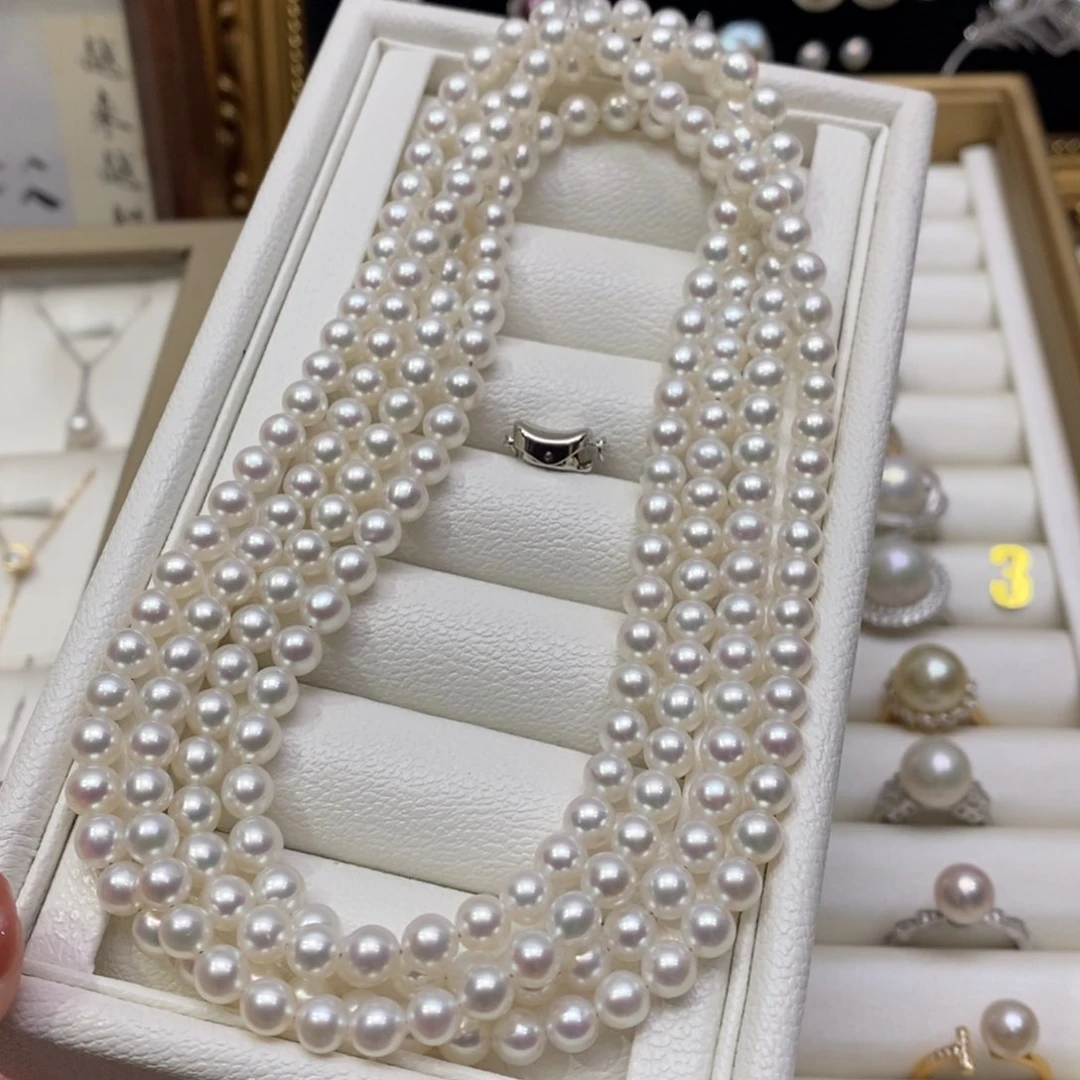 淡水珍珠颈饰银S925镶嵌m****i定制1.2米毛衣链