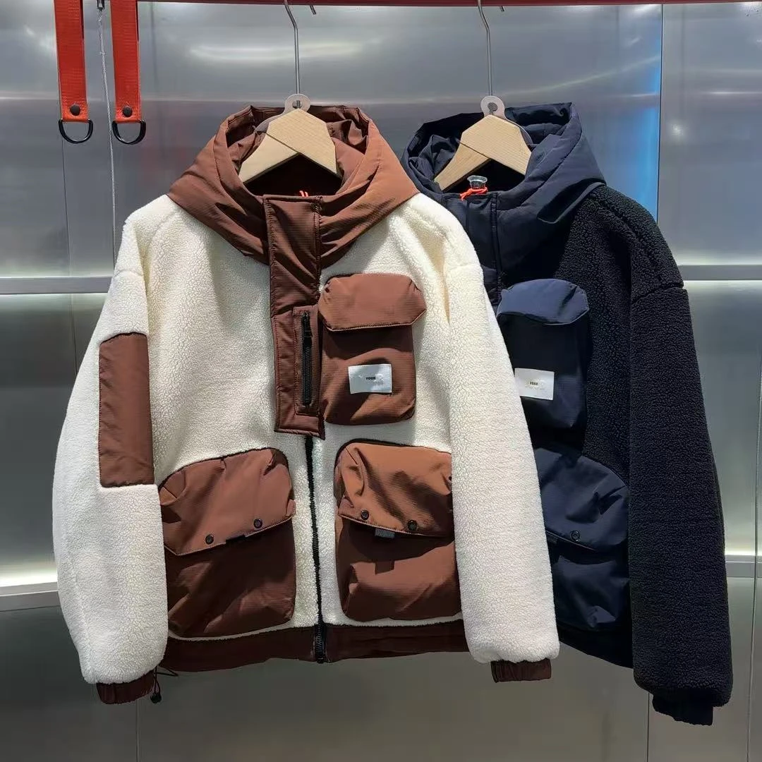 564 素劲2 潮牌颗粒绒男女工装口袋保暖连帽羽绒服 YR11631