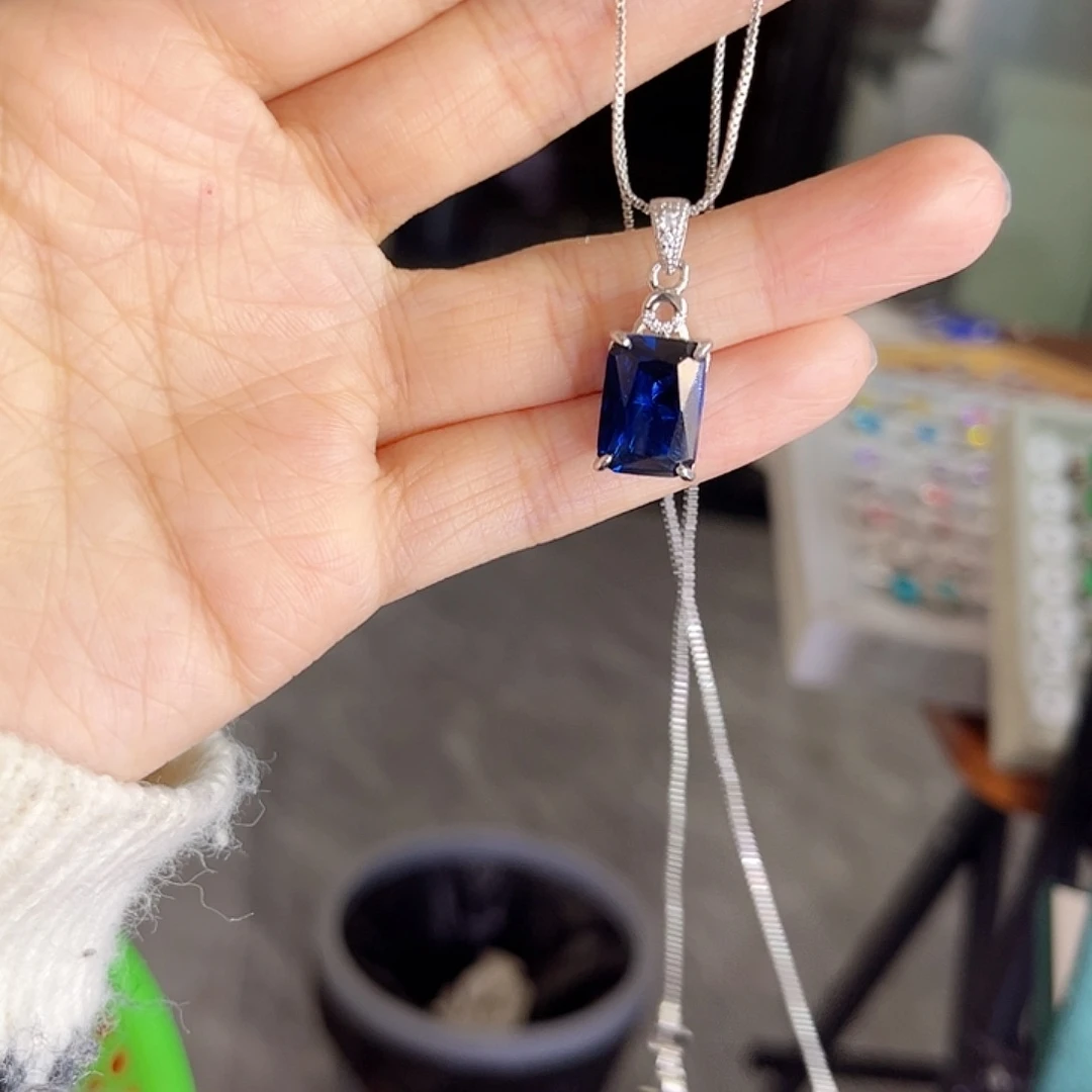 颈饰蓝宝石银S925镶嵌