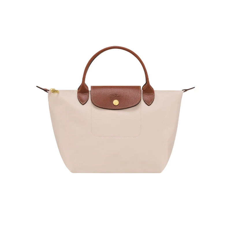 女款短柄帆布拼牛皮手提包小号纸张色L龙镶包