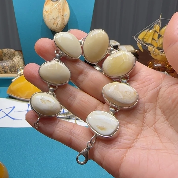 琥珀未镶嵌手链波兰设计款款琥珀蜜蜡