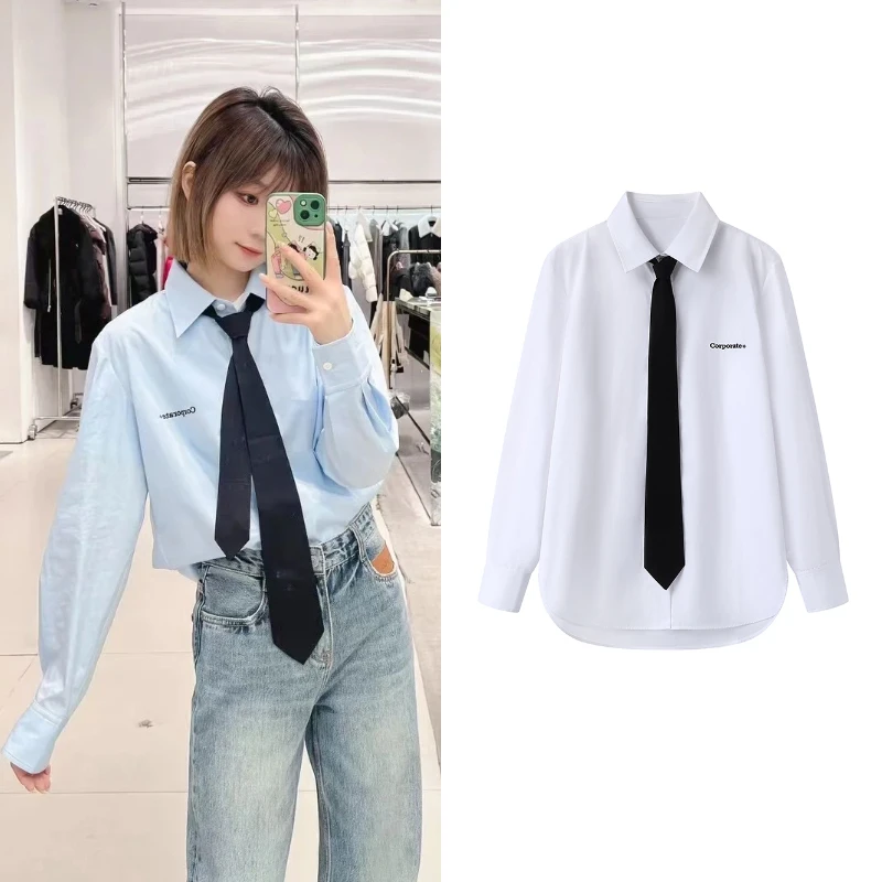 【M】商场同款衬衫2025年春季新品高支高密棉质中性附领带衬衫K1429