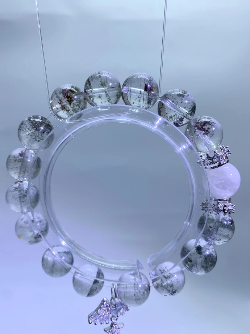 天然水晶绿幽灵diy手链事业拼接雪花幽灵保色配饰