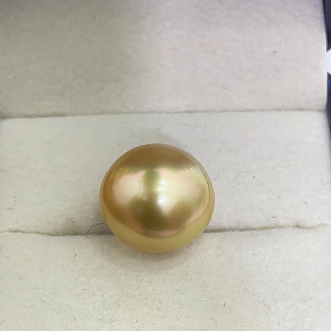 海水珍珠裸珠14-15mn浓茶炫彩金珠