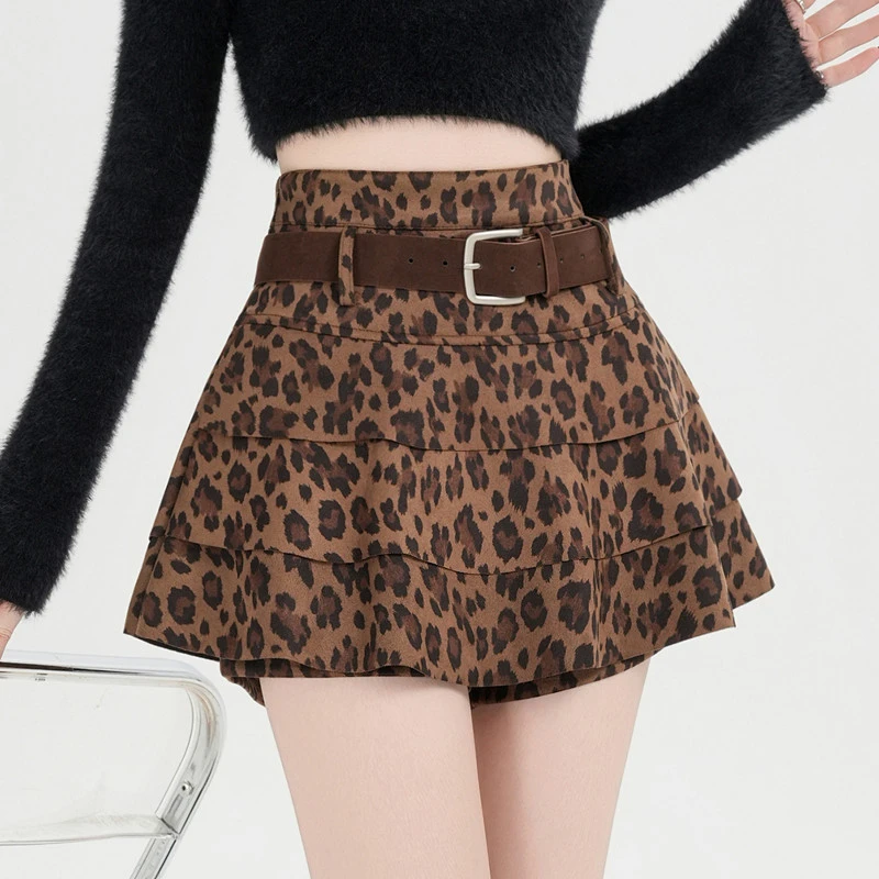 2025春秋新款洋气韩版拼接短裙显瘦小众复古裙子荷叶边高腰半身裙