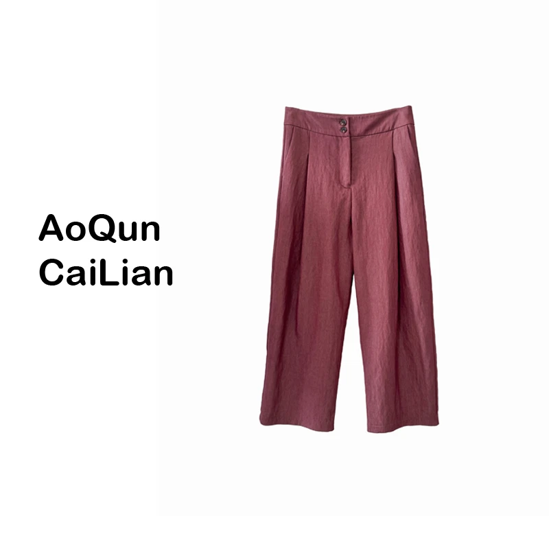 AoQunCaiLian肌理感时尚舒适透气九分裤-6019