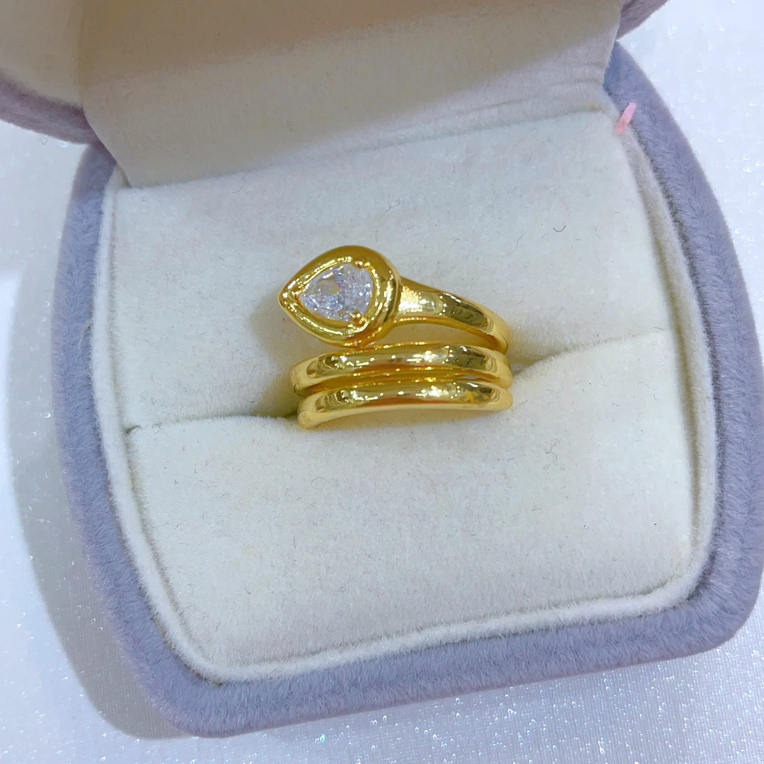 钛钢戒指 412新款戒指爆款白搭时尚金色铜合金白搭