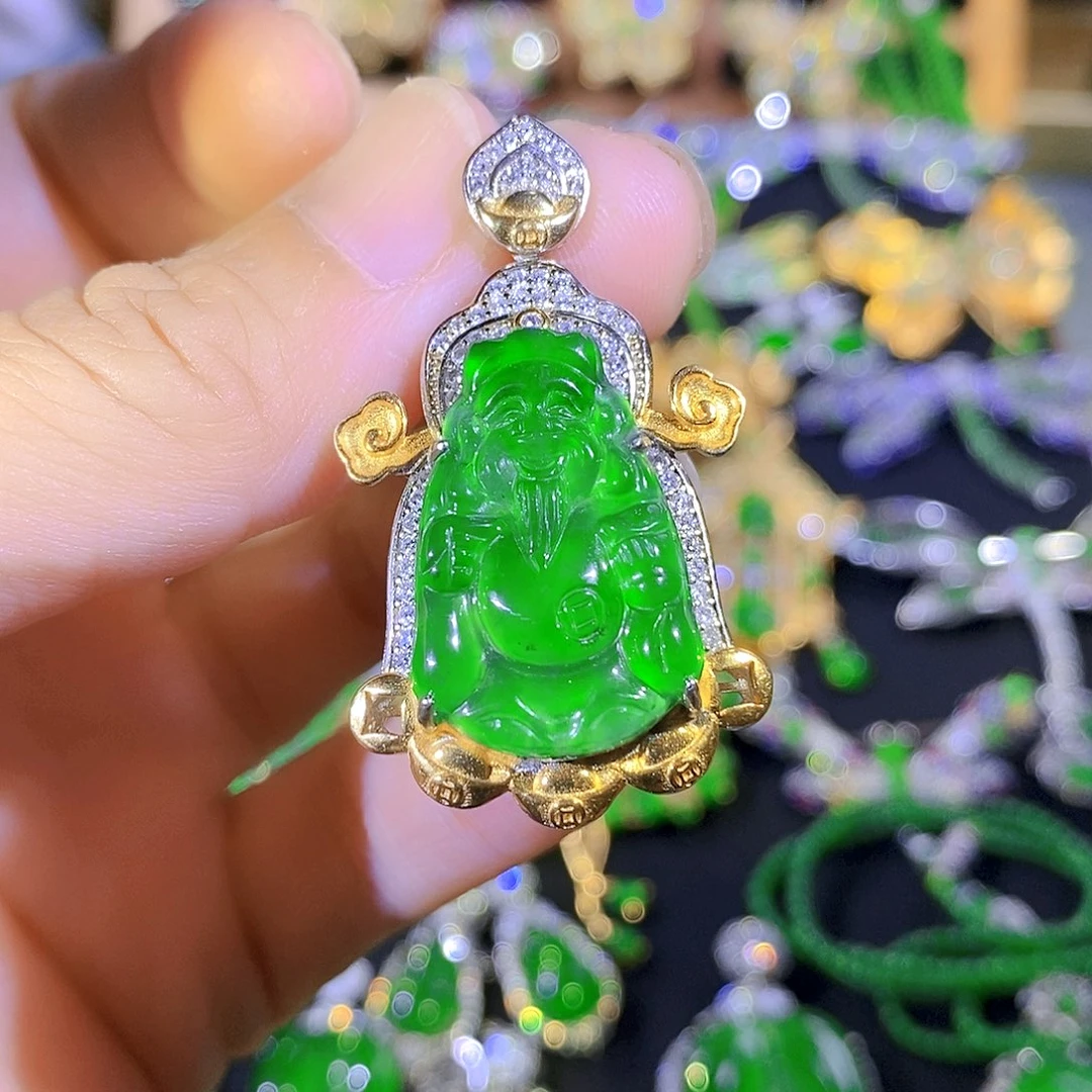 吊坠(不含链)银S925镶嵌翡翠