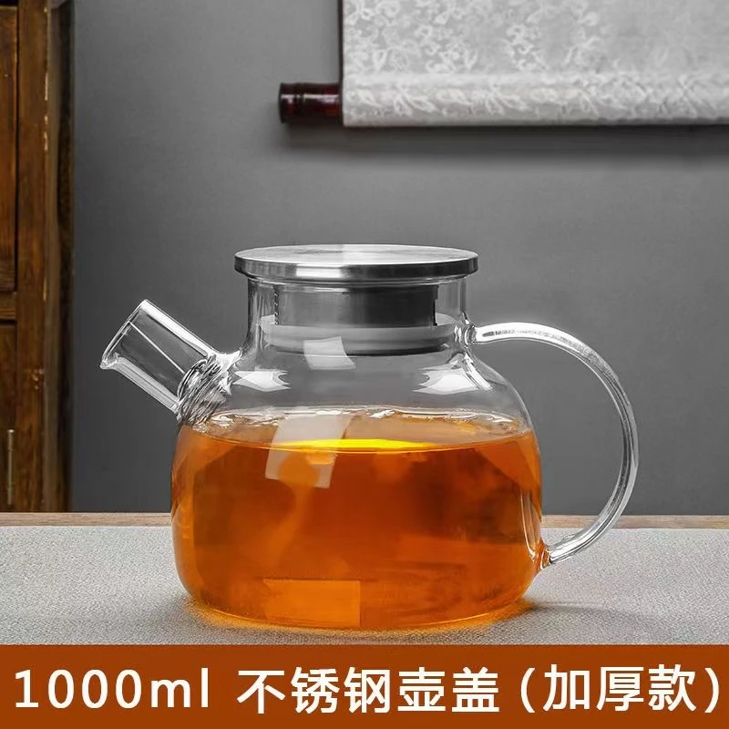 高硼硅玻璃冷水壶大容量凉水壶家用泡茶茶壶果汁杯水杯竹盖煮茶壶