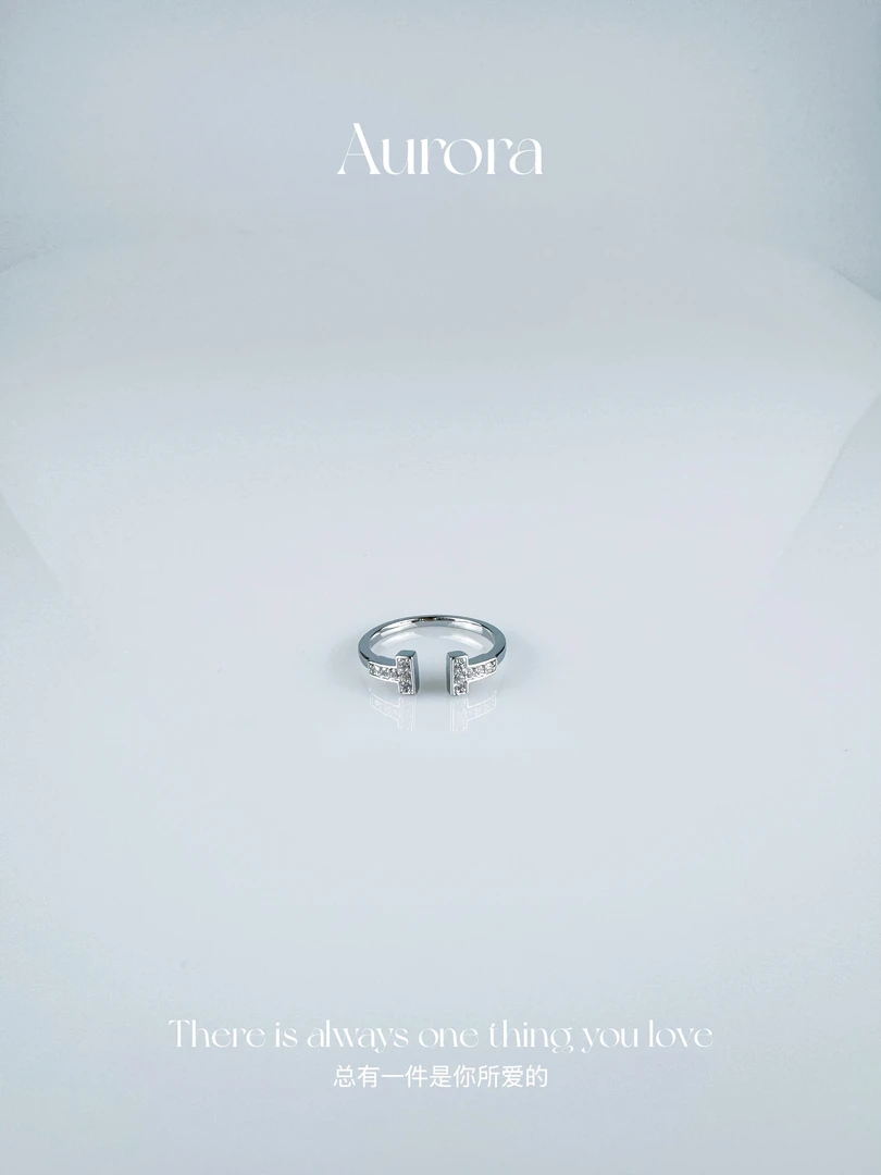 铜合金锆石戒指 Aurora/TF轻奢百搭简约戒指