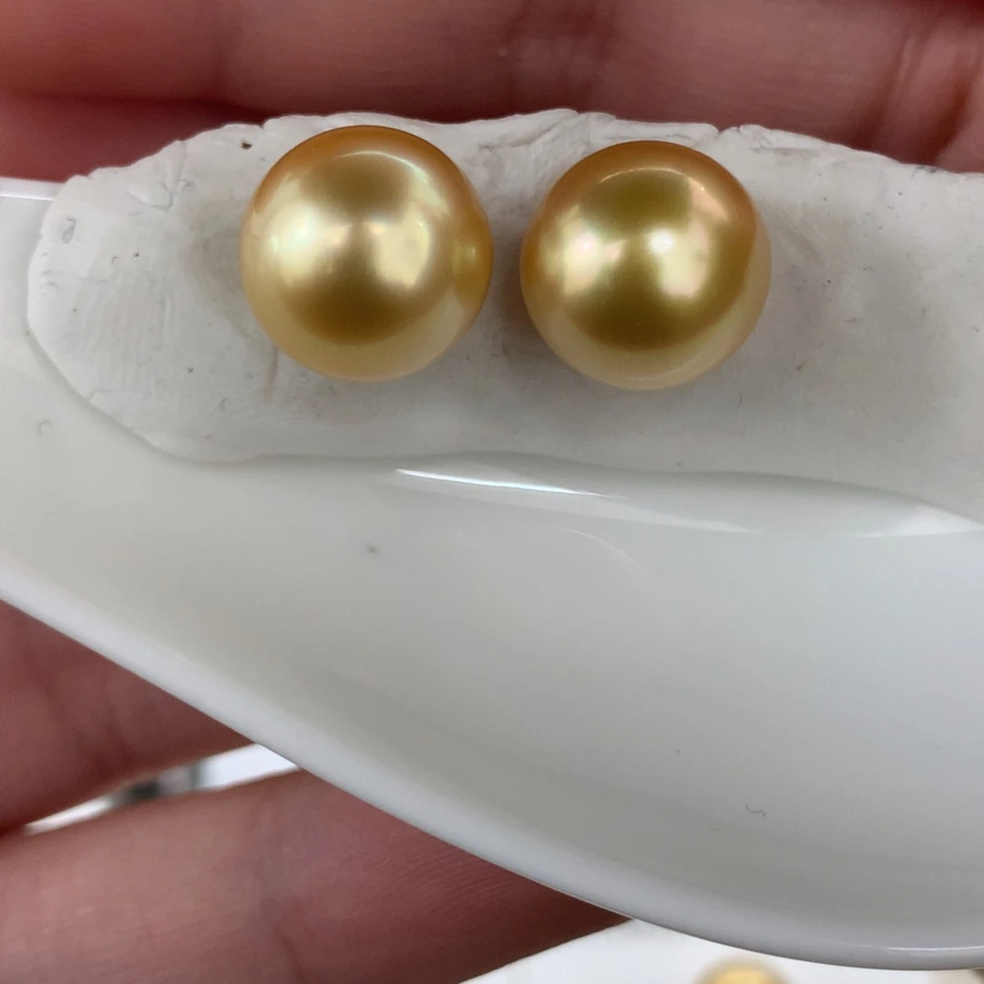 定制海水珍珠未镶嵌裸珠浓金12-13（适合素钉）