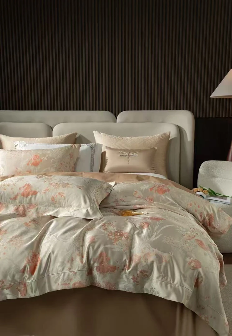 2025春夏新款新疆长绒棉色织提花四件套【花语】