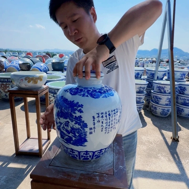 瓷片直径20斤酒坛，醉酒九仙