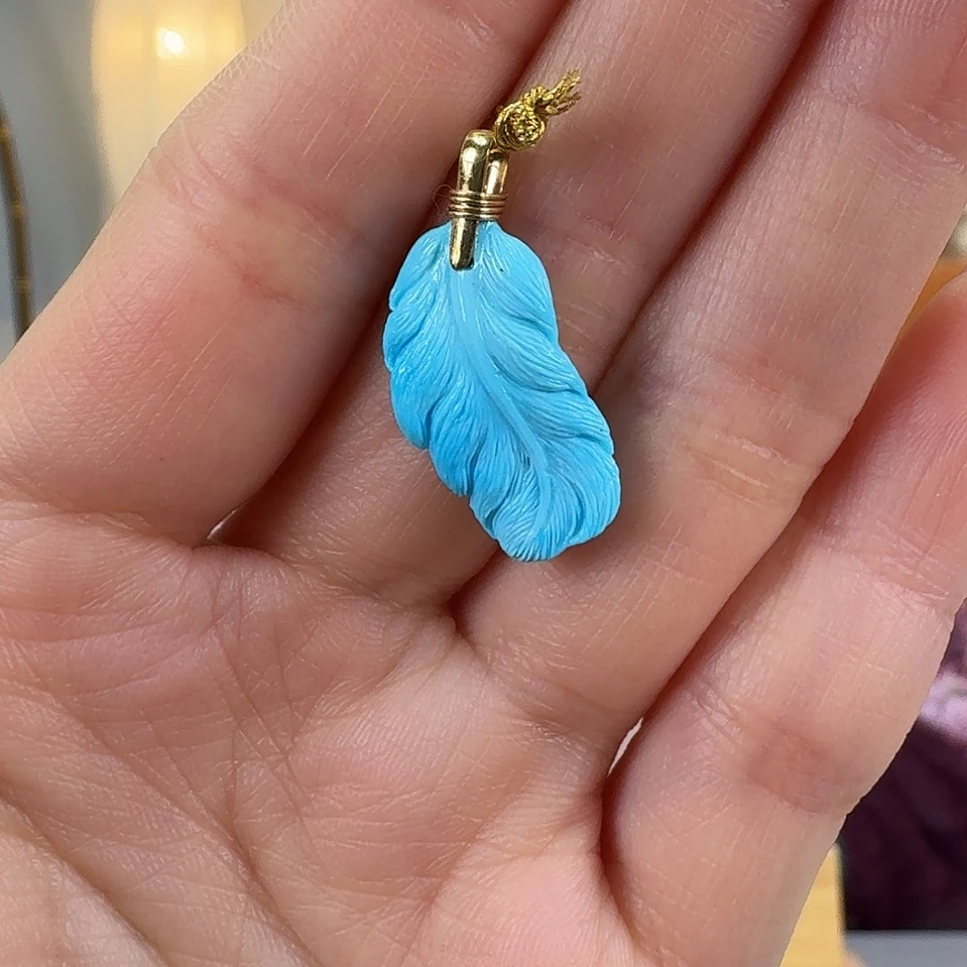 绿松石18K金镶嵌挂件