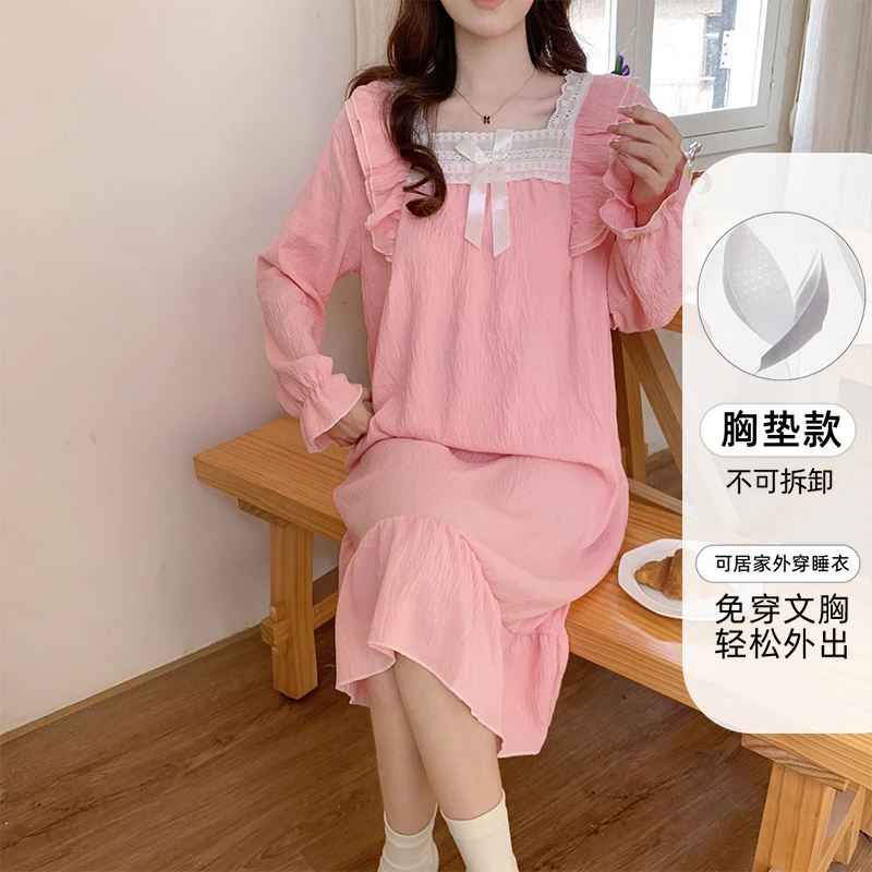 睡裙睡衣女春秋季长袖薄款女士可外出网红学生公主风新款家居服夏