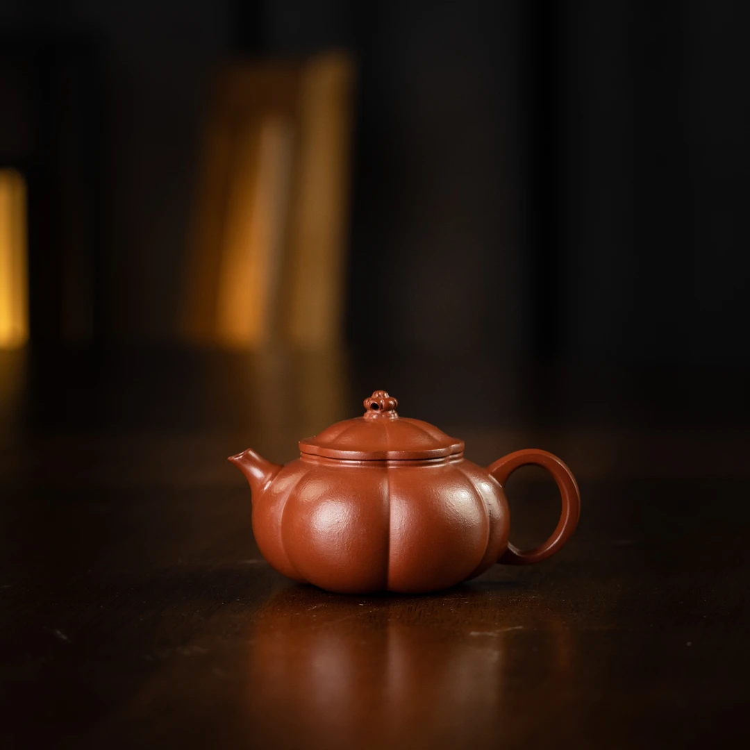 筋纹小寒江 朱泥 105cc 家用紫砂壶tt1