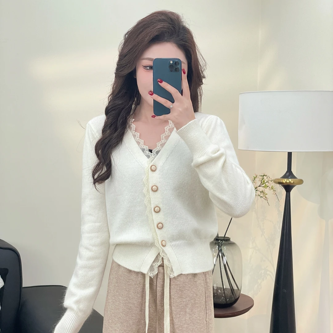 小香风针织开山女春款上衣2025年氧气时尚假两件