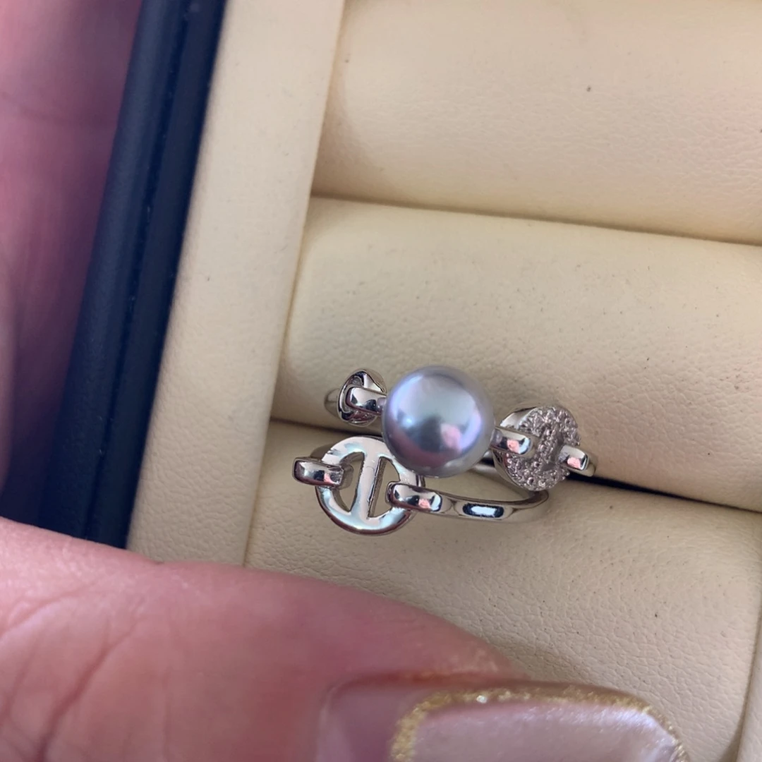 银S925镶嵌海水珍珠戒指