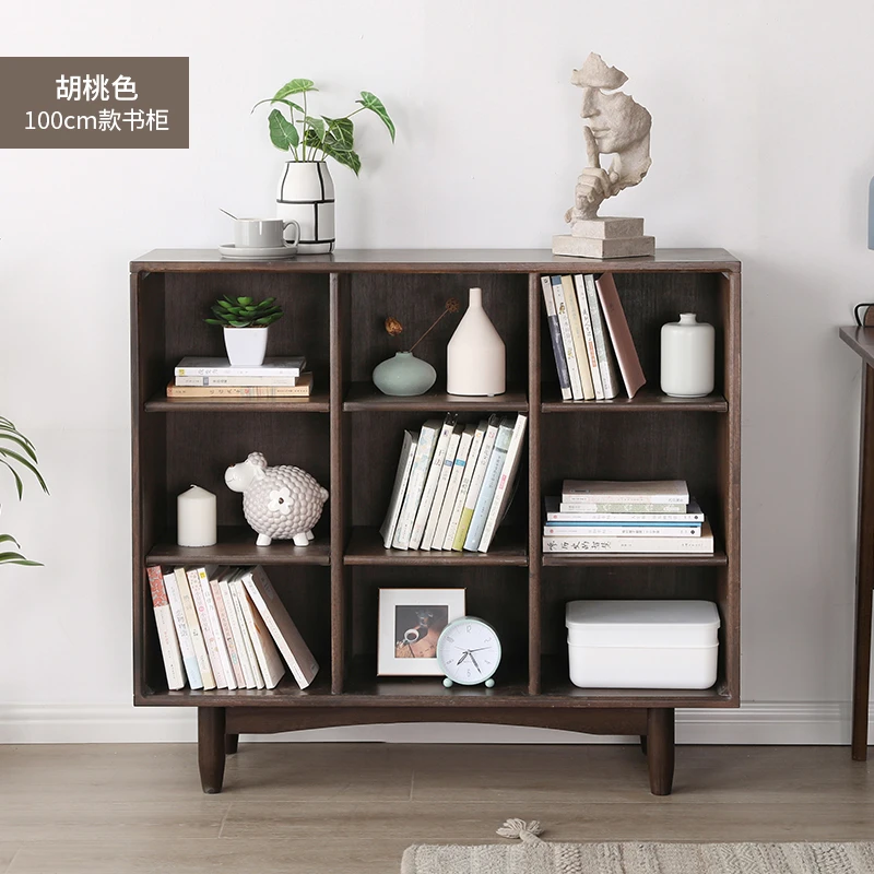 实木格子书架组合书柜落地置物架储物柜书橱博古架格子