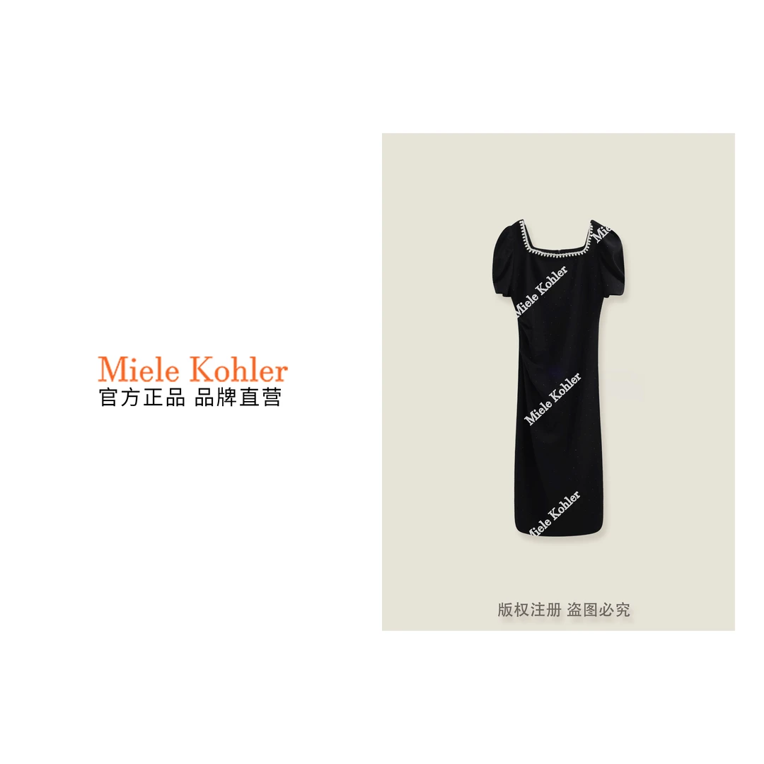 新款赫本风重工镶钻气质显瘦女装连衣裙 MKOKQ8388【澳门小源同款】