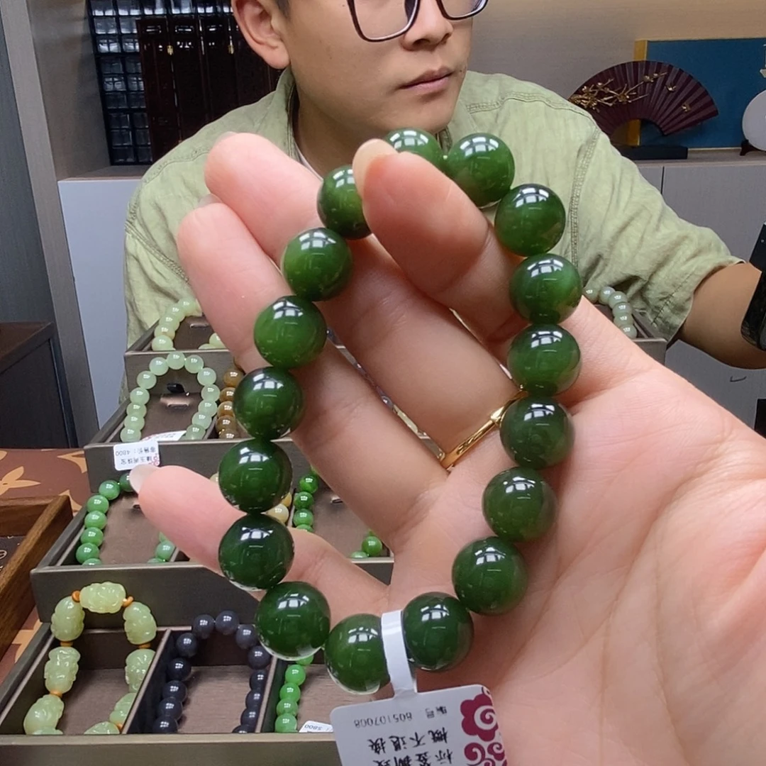 未镶嵌手串和田玉12mm碧玉无暇