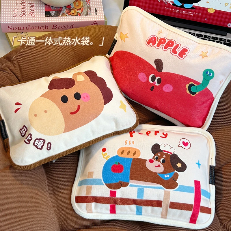 男生充电款热水袋可爱小马驹暖手宝暖水袋学生便携式一体式电暖宝