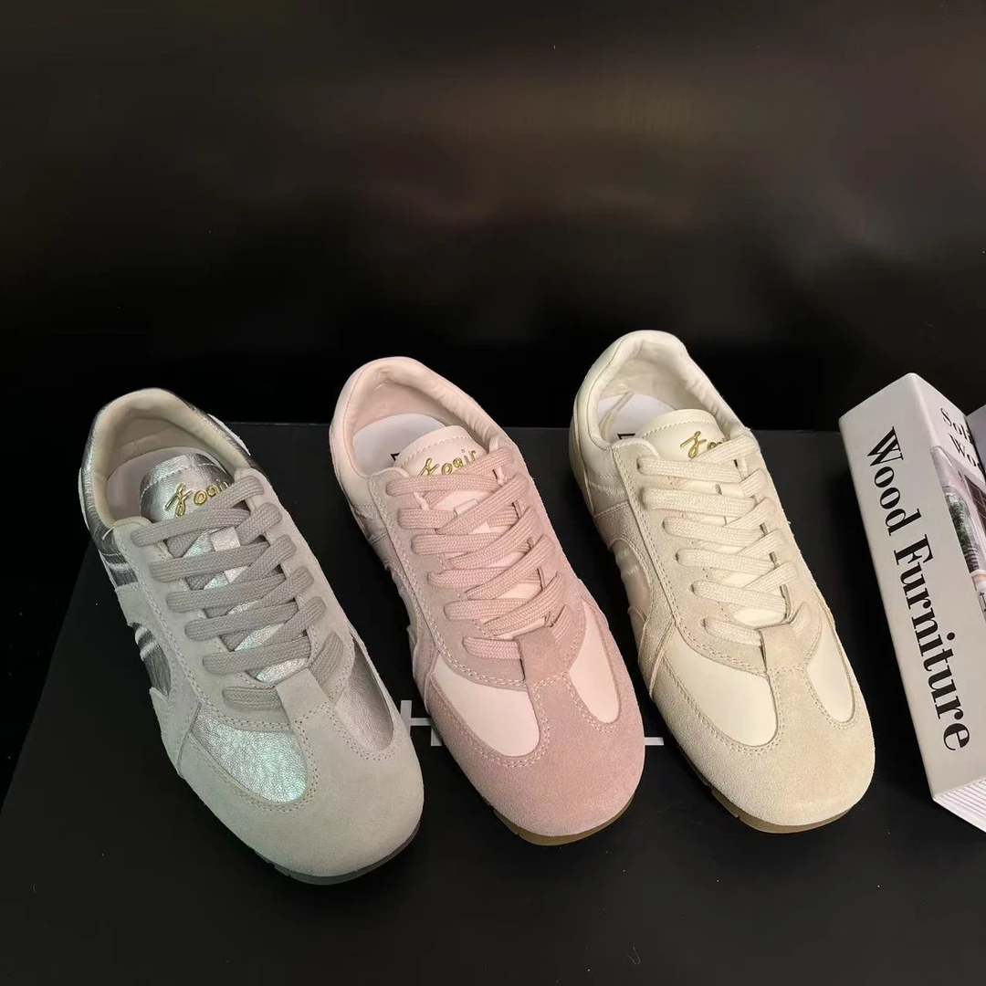 【罗岛季风】平底德训鞋女2025春夏新款圆头舒适休闲板鞋潮3017-3