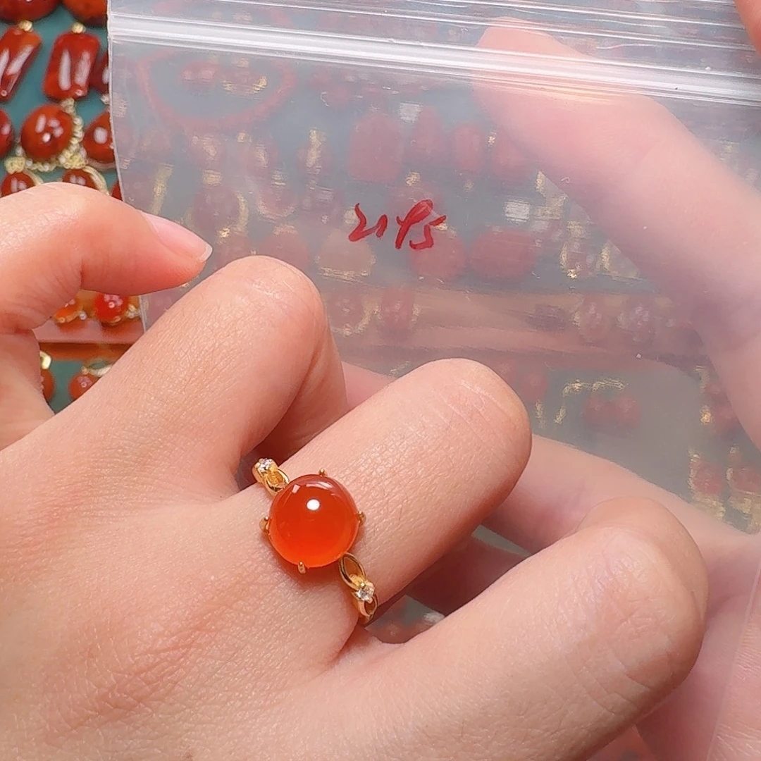 南红玛瑙银S925镶嵌戒指