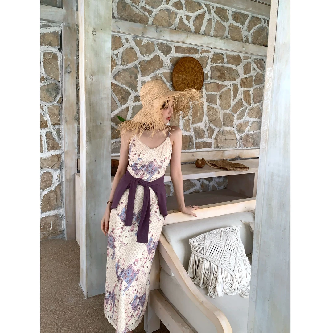 【芝士Cheese】米洛斯游记  早春小众设计气质时尚吊带连衣长裙套装