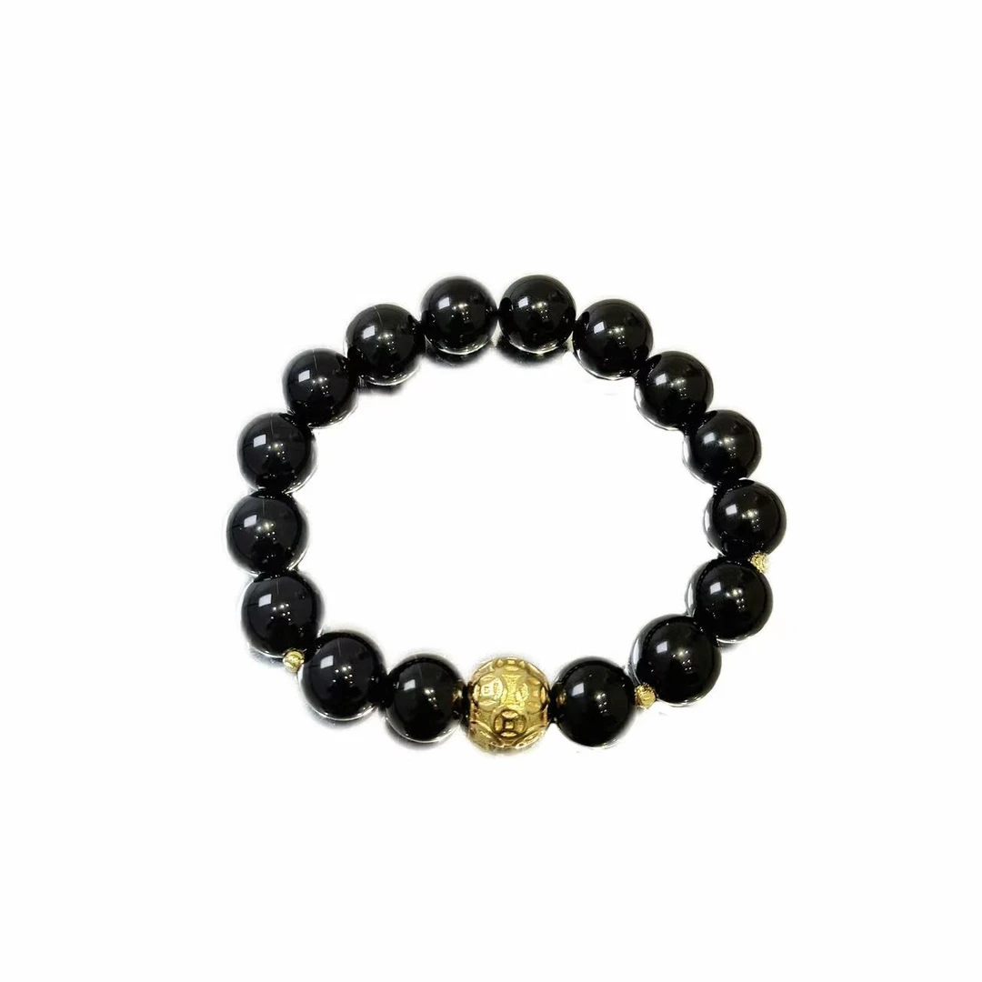 黑玛瑙圆珠DIY手串12mm S789