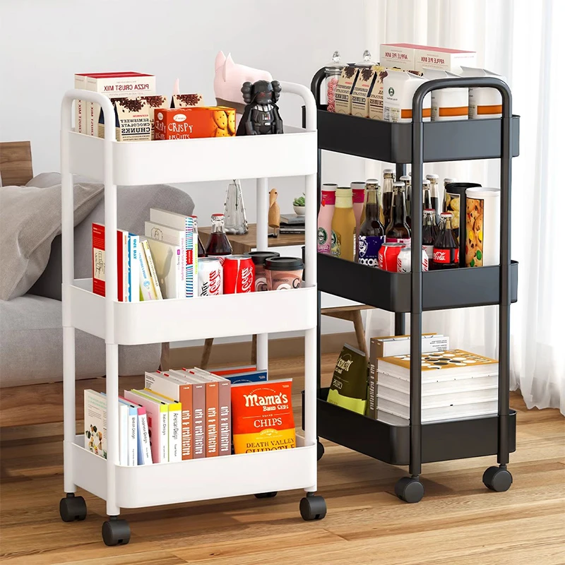 新款小推车收纳书架办公室手拉杠子车卧室厨房卫生间多功能置物架