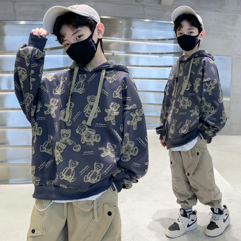 男童加绒连帽卫衣秋冬款2025新款儿童装中大童加厚冬装男孩上衣潮