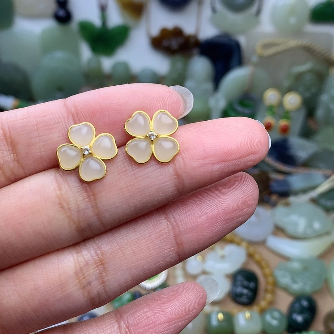 和田玉银S925镀金镶嵌颈饰