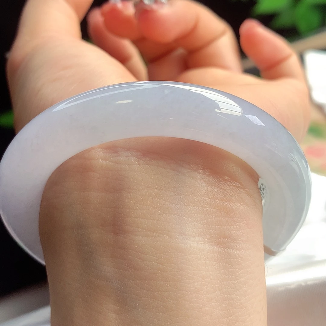 未镶嵌手镯翡翠54-55小胖圆至纯至净冰粉冰清玉洁零毛孔5号