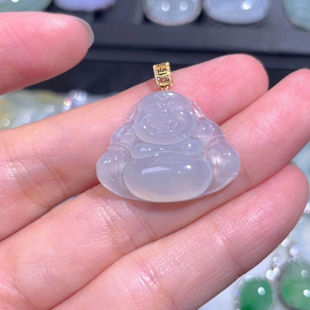 颈饰18K金镶嵌翡翠翡翠