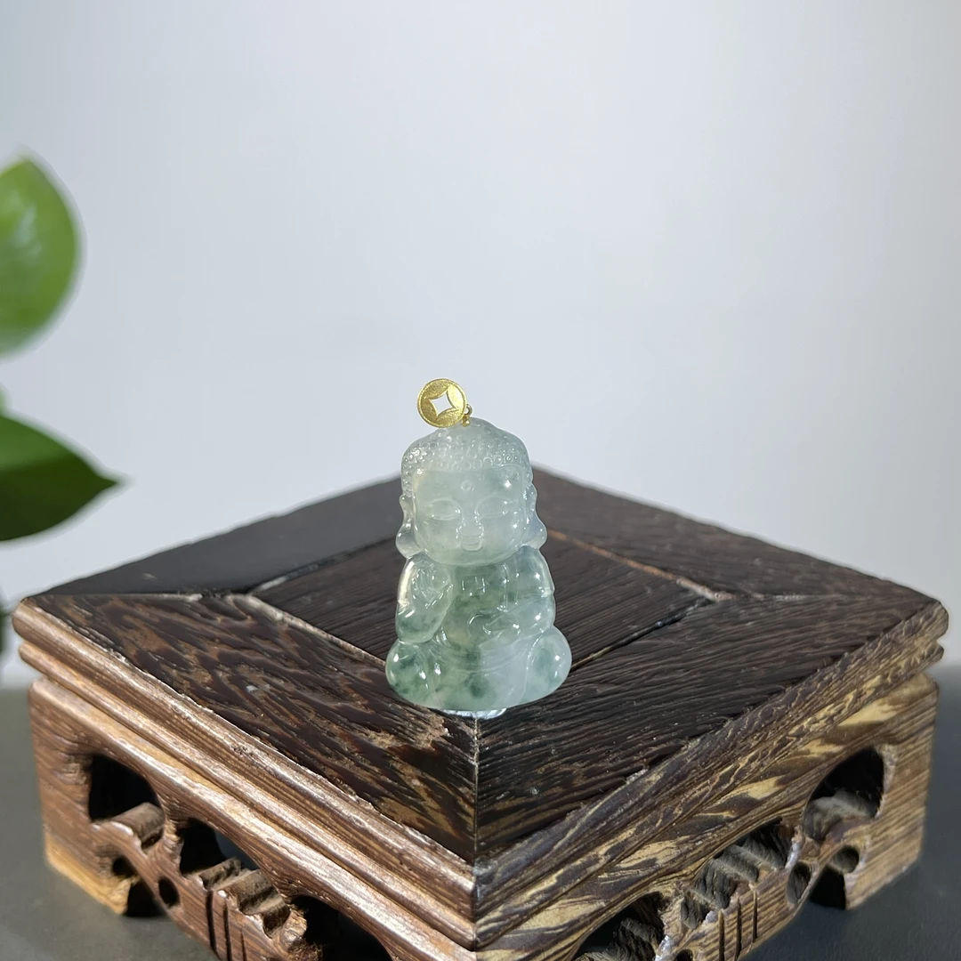 JCA26-29 天然缅甸A货翡翠 18K扣头宝宝佛