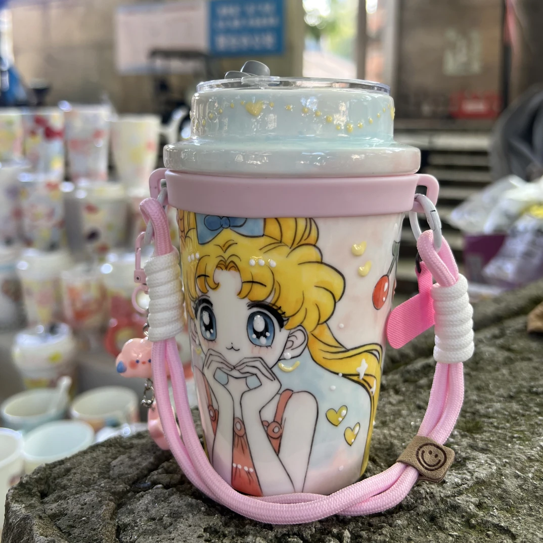 景德镇手绘美少女随行杯